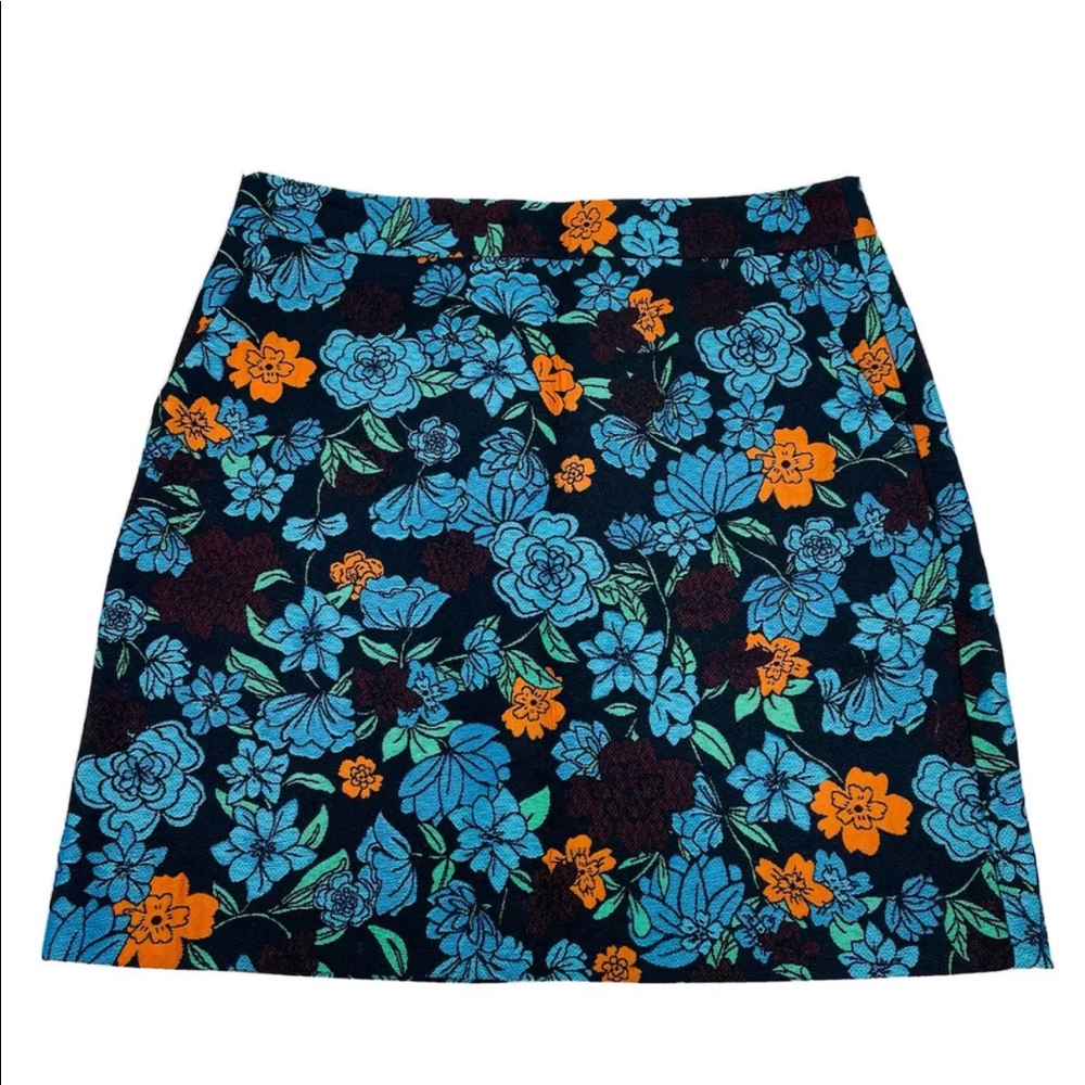 LOFT Women’s Blue Floral Print Knit Skirt Sz 4